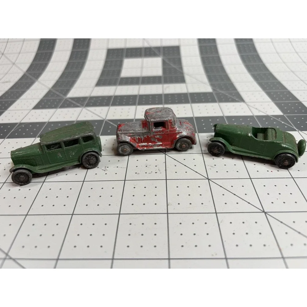 Lot of 3 Vintage 1940's Diecast Slush Metal Toy Cars TootsieToy Barclay